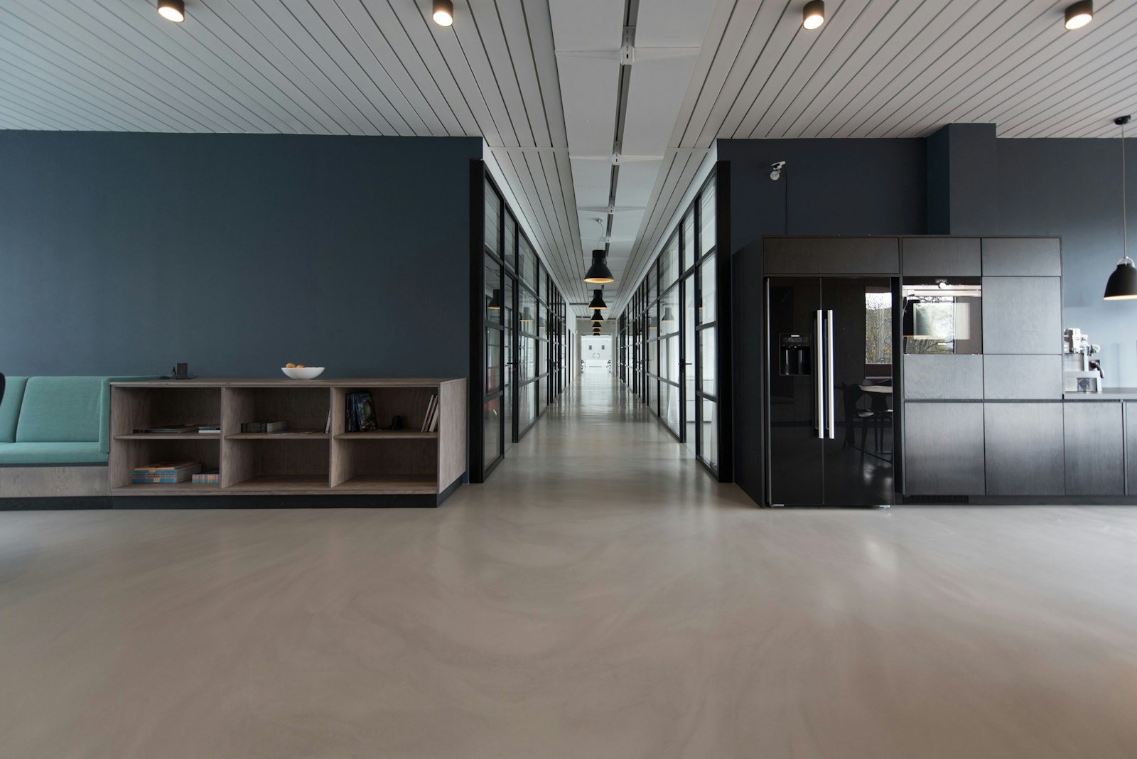 Residents’ lounge and workspace at Camber House